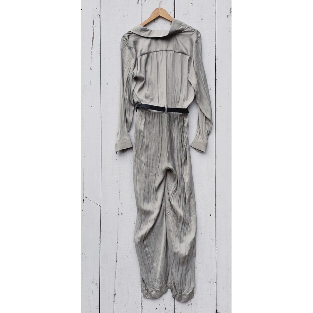 Joie Women Sage Green Long Sleeve Collared Belted Relaxed Jumpsuit Sz S - Picture 11 of 11
